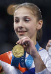 Andreea Raducan, after winning the all-round gold. REUTERS/Mike Blake